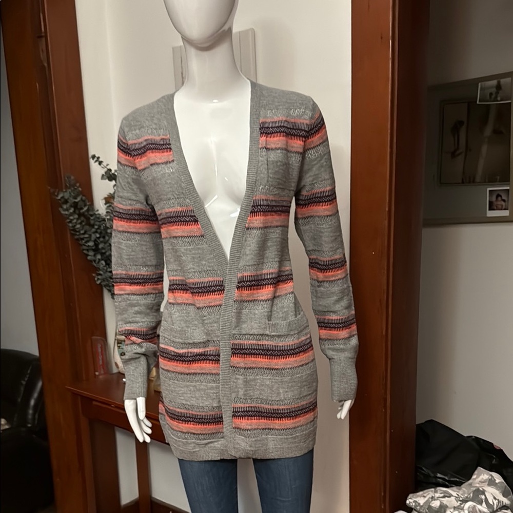 NWT Eddie Bauer size small Striped Gray and Pink Women's Sweater